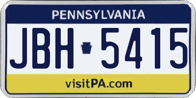 PA license plate JBH5415