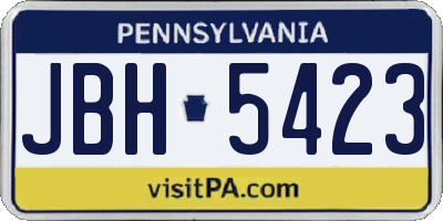 PA license plate JBH5423