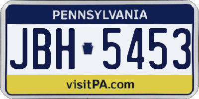 PA license plate JBH5453