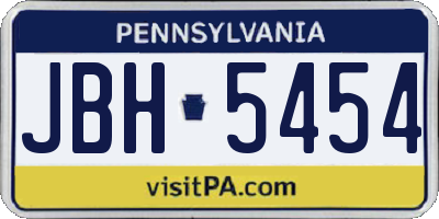 PA license plate JBH5454