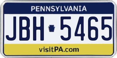 PA license plate JBH5465