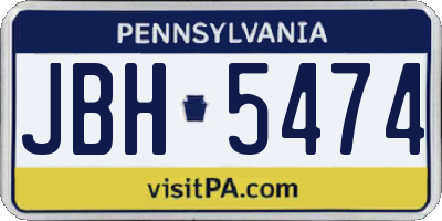PA license plate JBH5474