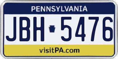 PA license plate JBH5476