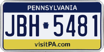 PA license plate JBH5481