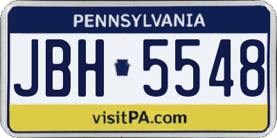 PA license plate JBH5548
