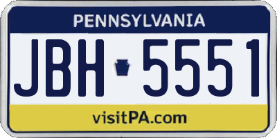 PA license plate JBH5551