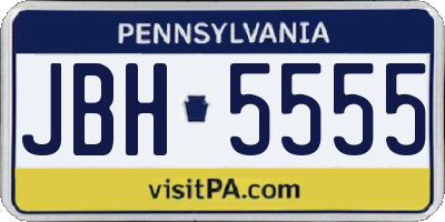PA license plate JBH5555
