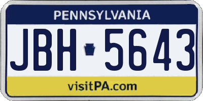 PA license plate JBH5643