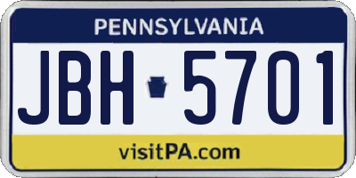 PA license plate JBH5701