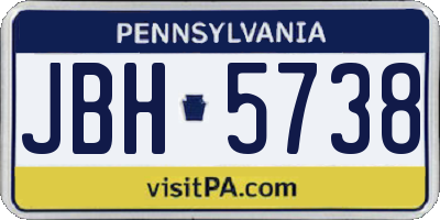 PA license plate JBH5738