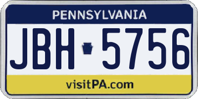 PA license plate JBH5756