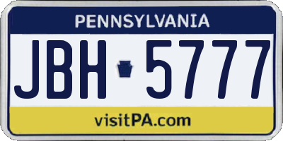 PA license plate JBH5777