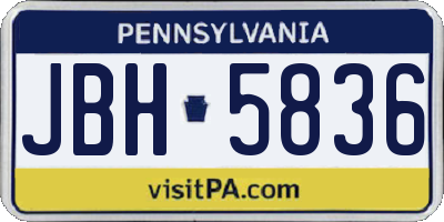PA license plate JBH5836