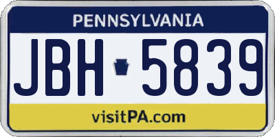 PA license plate JBH5839