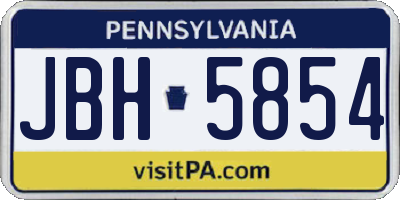 PA license plate JBH5854
