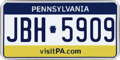 PA license plate JBH5909