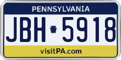 PA license plate JBH5918