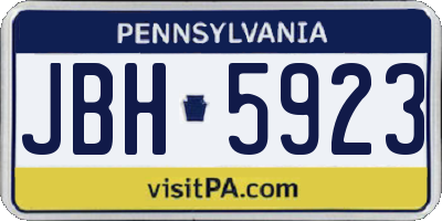 PA license plate JBH5923
