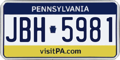 PA license plate JBH5981