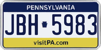 PA license plate JBH5983