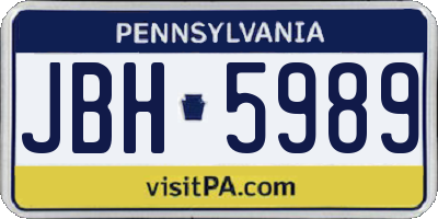 PA license plate JBH5989