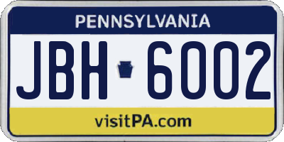 PA license plate JBH6002