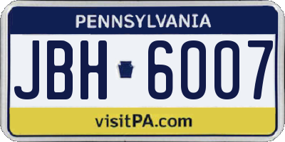 PA license plate JBH6007