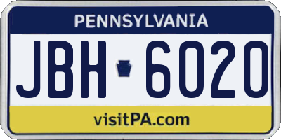 PA license plate JBH6020