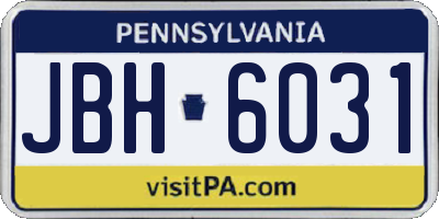 PA license plate JBH6031