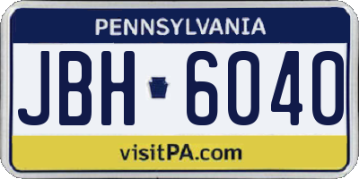 PA license plate JBH6040