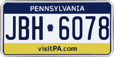 PA license plate JBH6078