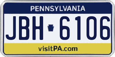 PA license plate JBH6106