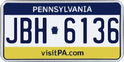 PA license plate JBH6136