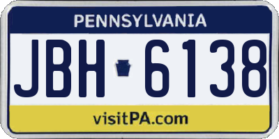 PA license plate JBH6138