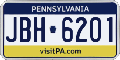 PA license plate JBH6201