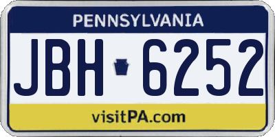 PA license plate JBH6252