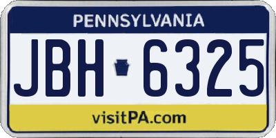 PA license plate JBH6325