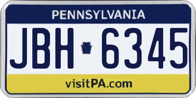 PA license plate JBH6345