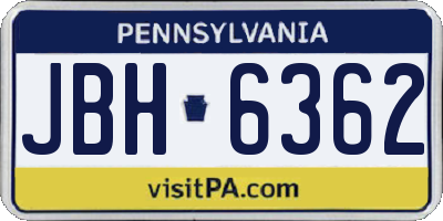 PA license plate JBH6362