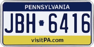 PA license plate JBH6416