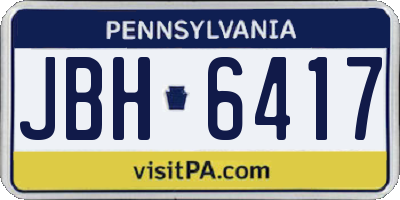 PA license plate JBH6417