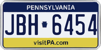 PA license plate JBH6454