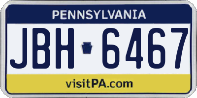 PA license plate JBH6467