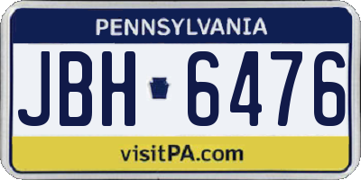 PA license plate JBH6476