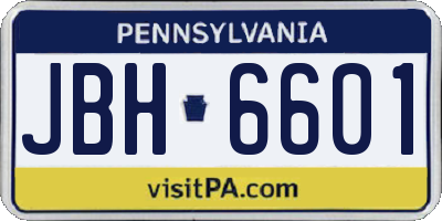 PA license plate JBH6601