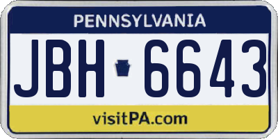 PA license plate JBH6643