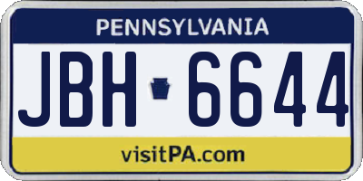 PA license plate JBH6644