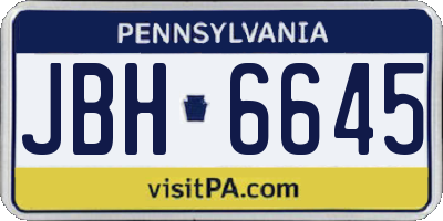 PA license plate JBH6645