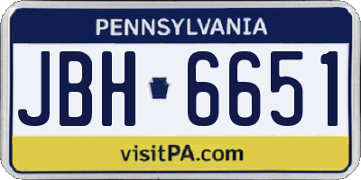 PA license plate JBH6651