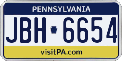 PA license plate JBH6654